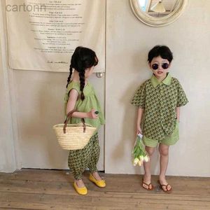 Clothing Sets Clothing Sets Summer Boy Girl Matching Clothes Brother Sister Floral Short Sleeve Shorts Suit Twins Siblings Outfits Children ldd240311