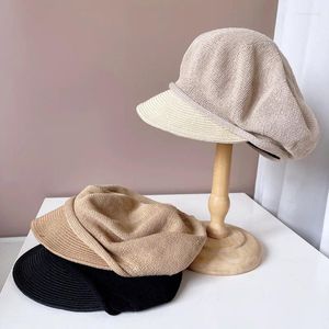 BERETS 202403-DD CHIC INS SOFT KNIT PATCHWORK GRASS JAPAN STREET SBOGOTAGALA HAT Män kvinnor Visir Cap