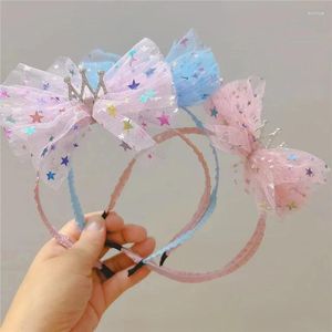 Accessori per capelli 10 pz/lotto Carino Corona di Cristallo Maglia Filato Hairband Per La Ragazza Archi di Paillettes Fascia di Colore Solido Principessa Cerchio Accessorie