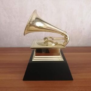 Dekoratif Nesneler Figürinler 2021 Grammy Trophy Music Hediyelik Eşyalar Ödülü Heykeli Gravür 11 Ölçek Boyut Metal Modern Altın C2816