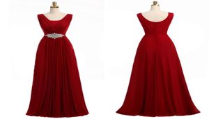 Barato vermelho vestidos de dama de honra uma linha sem mangas cinto de cristal até o chão chiffon júnior país vestidos de dama de honra longo empregada de ho6298365