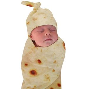 Blankets Baby Flannel Blanket Burrito Baby Wrap Blanket with Hat Pancake Chinese Cabbage Blanket Baby Warm Quilt