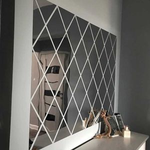 17 32 58 pezzi adesivi murali specchio 3D fai da te diamanti triangoli adesivi specchio a parete in acrilico per la camera dei bambini soggiorno decorazioni per la casa225D