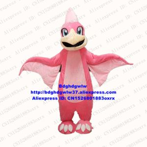 Costumi mascotte Pterosauro rosa Pterodattilo Dinosauro Dino Costume mascotte Personaggio dei cartoni animati Vestito Giubileo americano Circolare Volantino Zx2105