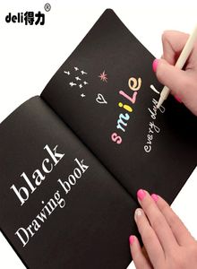 Deli A4 A5 Czarny szkic czarny papier piśmiennikowy Notatnik Szkicowa książka do malowania dziennika dziennika kreatywnego notebooka Prezent3412802