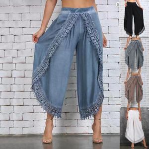 Kvinnor Autumn Sports Pants S-3XL Fashion Long Pant Baggy Harem Sport Pants Byxor Lace Beach Light Summer Thin Pants 240311