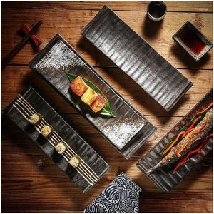 Yemek tabakları Japon suşi plaka sashimi rectangar batı tatlı atıştırmalık ticari yaratıcı strip