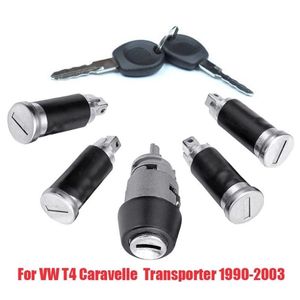 イグニッションスイッチドアロックバレルVW Caravelle T4 1990-2003トランスポーターダブルバーンドア201013285Wの2つのキー付きバレルセット