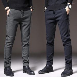 Men's Pants 2024 Brand Slim Casual Men Spring Autumn Business Work Cotton Black Grey Blue Trousers Male Fashion Korean Clothing