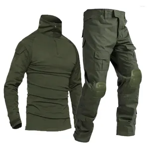 Herren Polos Irsoft Paintball Arbeitskleidung Militär Schießuniform Taktischer Kampf Tarnhemden Cargo Knieschützer Hosen Armeeanzüge