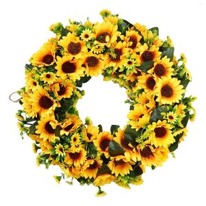 Decorative Flowers Sunflower Wreath Spring Summer For Front Door Hanging Home Party Festivals Window Suction Cups