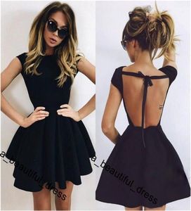 Special Occasion Dresses Sexy Black Short Homecoming Dresses Backless Cap Sleeve Above Knee Prom Dresses Vestidos De Fiesta7649242