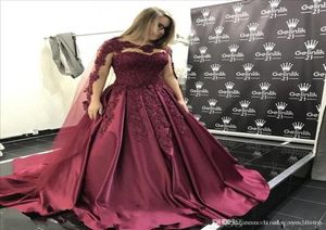 2019 Burgundy Quinceanera Dress Princess Arabski Dubai Jewel Neck Sweet 16 Ages Długie dziewczyny Prezenta