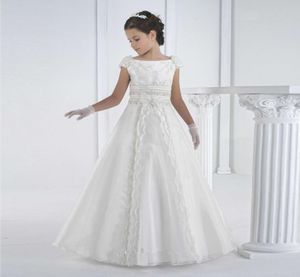 2017 платья для первого причастия длиной до пола, белые платья принцессы с цветочным узором для девочек, белые платья для причастия3172610