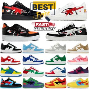 Designer StaSk8 Running Shoes Patent Leather Shoe Black White Green Pink Red Blue Trainers Camo Pastel Bap Sneaker for Men and Women