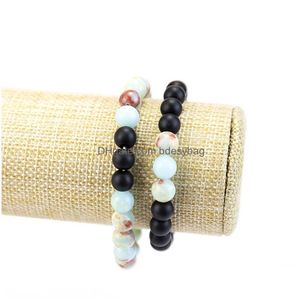 Beaded 8mm Natural Stone Handgjorda älskare Strängar Charmarmband för kvinnor Men Party Club Fashion Yoga Jewelry Drop Delivery Dhfoe