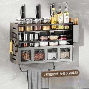 Kitchen Storage 2024 Condiment Rack Punch-Free Multi-Functional Combination Set Household Box Jar Artifact