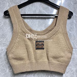 Designer-Tanktops für Damen, gestrickte Tanktops mit Buchstaben, trendige ärmellose Unterhemden, T-Shirts, abgeschnittene Pulloveroberteile, Camis