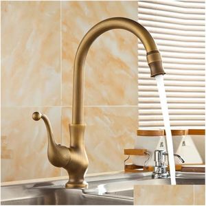 Bathroom Sink Faucets European Style Copper Brass Antique Kitchen Faucet Single Handle And Cold Retro Pure Rotating Drop Delivery Home Otsd3