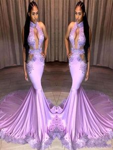 2019 Ny Sexig Light Purple Prom Dresses Keyhole Neck Lace Appliciques paljetter Cutaway Sides Sweep Train Billiga Evening Party Homecomi2653686