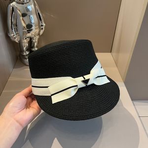 Luxury Summer Straw Hats Women Elegant Bowknot Bucket Hats Beach Street Women's Wide Brim Hats