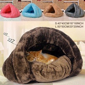 2019 애완 동물 개 고양이 삼각형 침대 집 따뜻한 부드러운 매트 침구 동굴 바구니 모양의 둥지 둥지 Y200330270K