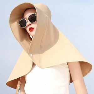 Sommarsolskyddshatt för kvinnor Antiultraviolet Sunshade Sun Cycling Neck Guard sjal Facecovering Fisherman Beach Hats 240309