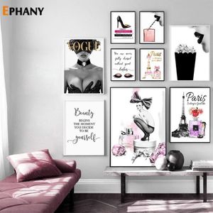 Paintings Fashion Prints And Posters Sexy High Heels Women Wall Art Cover Magazine Canvas Painting Perfume Girls Room Decor Pictur216S