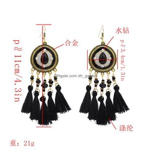 Dangle Chandelier 3 Colors Ethnic Thread Tassel Resin Beads Long Drop Earrings For Women Boho Festival Party Jewelry Delivery Dhgarden Dh0A1