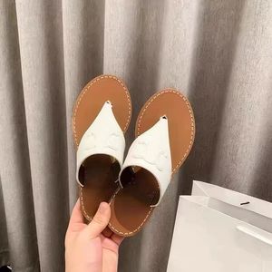 Summer Beach Slippers Hot بيع صندل فاخر أزياء جلدية ناعمة يتخبط مصممًا صندل نساء شقة الكعب سيدة كبيرة الحجم EU35-42