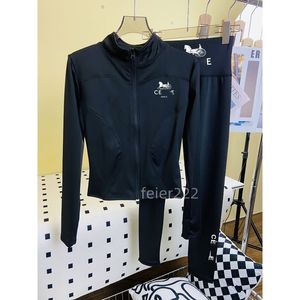 Roupas esportivas femininas de duas peças, conjunto sem costura, roupas esportivas de designer de moda, letras impressas, corrida casual, corrida, roupas esportivas femininas respiráveis