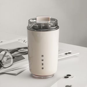 В комплекте термос, кофейная чашка кремово-белого цвета, 350 мл, высокий внешний вид, офисная, защита от падения, двойной вакуум.