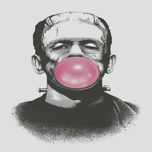 Frankenstein Blowing a Big Pink Bubble Gum Bubble Paintings Film artistico Stampa Poster in seta Decorazione della parete di casa 60x90 cm311w