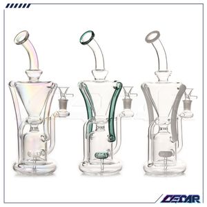 12,2-Zoll-Glas-Recycler-Bong Tornado Shisha Recyable Dab Rigs Rauchende Wasserpfeifenbongs Heady Pipes mit 14-mm-Schüssel