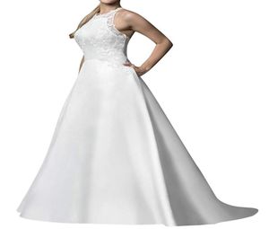 Bröllopsklänning spetsbrud klänningar satin halter brud klänning tåg kvinnor vita bröllopsklänningar vestido de noiva bröllopsklänning robe de ma7981476