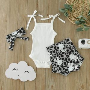 Clothing Sets Infant Baby Girls Easter Outfits Shorts Set Sleeveless Romper Vest Tops Bunny Print With Hairband Born Summer Clothes