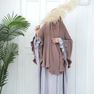 Etniska kläder 2024 Kvinnor rynkor Jersey Scarf Solid Fashion Ruffled Hijab Shawls Wraps Foulard Femme Muslim Hijabs Ready Wear Headscarf