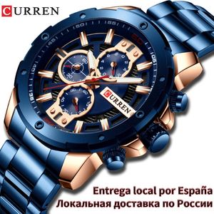 Curren Luksusowy kwarc na rękę na rękę zegarki sportowe Relogio Masculino 8336 Zespół ze stali nierdzewnej Chronograph Clock Mężczyzna wodoodporność 307i