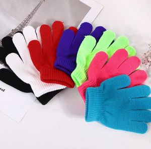 Детские зимние теплые варежки с цветными блоками, теплые вязаные перчатки с длинными пальцами для девочек и мальчиков, детские уличные перчатки KKA80654503544
