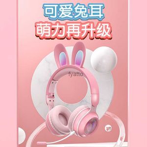 Cell Phone Earphones New luminous wireless rabbit ear headset with long mark game call BluetoothH240312