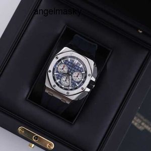 Hot Watch Elegance AP Watch Royal Oak 26420TI Blue Disc Chronograph Men's Watch Titanium Metal Automatic Swiss Luxury Timepiece Date Display Complete Diameter 43mm