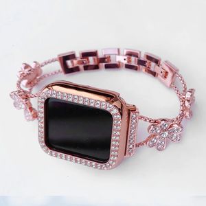 Diamond rostfritt stålband för klockband 42mm 38mm kvinnor armband för iwatch 40mm 44mm serie 6 SE 5 4 Fran-25d 240311