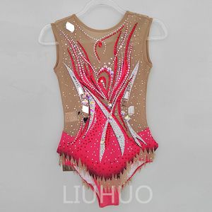 LIUHUO Customize Colors Rhythmic Gymnastics Leotards Girls Women Competition Artistics Gymnastics Performance Wear Crystals Red BD1034