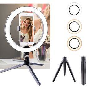 Anel de luz led para selfie de 12w, luz regulável de 260mm para câmera e telefone, luz de preenchimento com tripés de mesa, suporte para telefone t200115220n