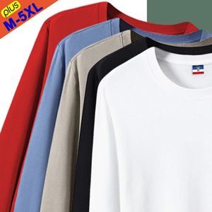 Tshirts män långärmad solid 100 bomulls Basic Top Tshirts Male Slim Tee Shirt Plus Size Pullover Sweatshirt 240308