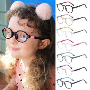 Solglasögon barn datorglasögon runda blått ljusblockerande filterspelglasögon silikon ram glasögon