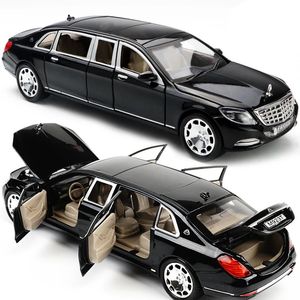 1/24 Maybach S600 modello di auto in metallo pressofuso in lega alta simulazione modelli di auto 6 porte possono essere aperte inerzia giocattoli per bambini Difts 240306