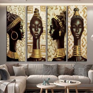 Mulher negra africana posters e impressões pintura em tela imagens de arte de parede para sala de estar decoração de casa sem moldura286c