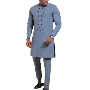 Ethnische Kleidung Afrikanische Herren Trainingsanzug Kleider Kleidung Oansatz Afrika Kanga Mode Robe Africaine Casual Dashiki Set 2024