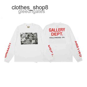 Designer T Shirts Galleryes Deptt Mens Sweaters Vintage English Alfabet Print Casual Loose Long Sleeve T-shirt Män och kvinnor BCX1